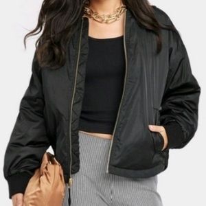 New With Tags A New Day Black Bomber Silky Matte Jacket Ladies Large
